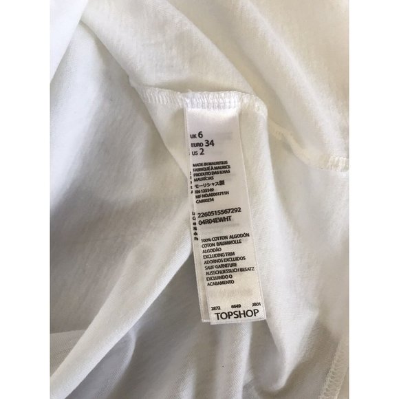 Topshop Top US 2 White Sleeveless Top Racer Back Fringe Neckline Scoop Neck - Picture 7 of 9